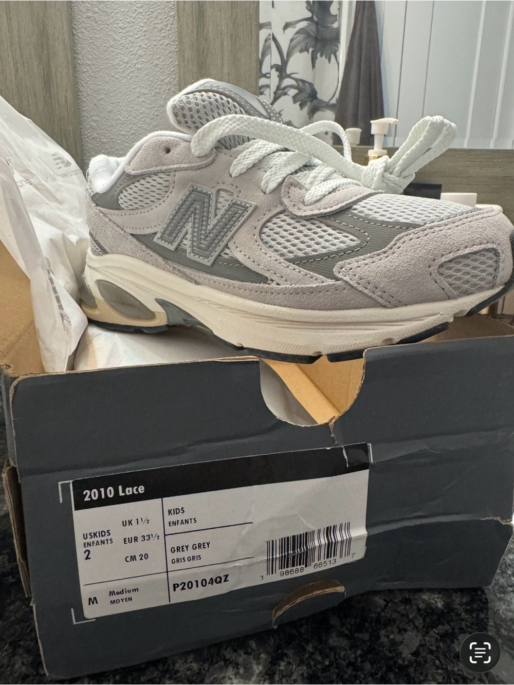 New Balance Kids Grey Lace-Up Sneaker